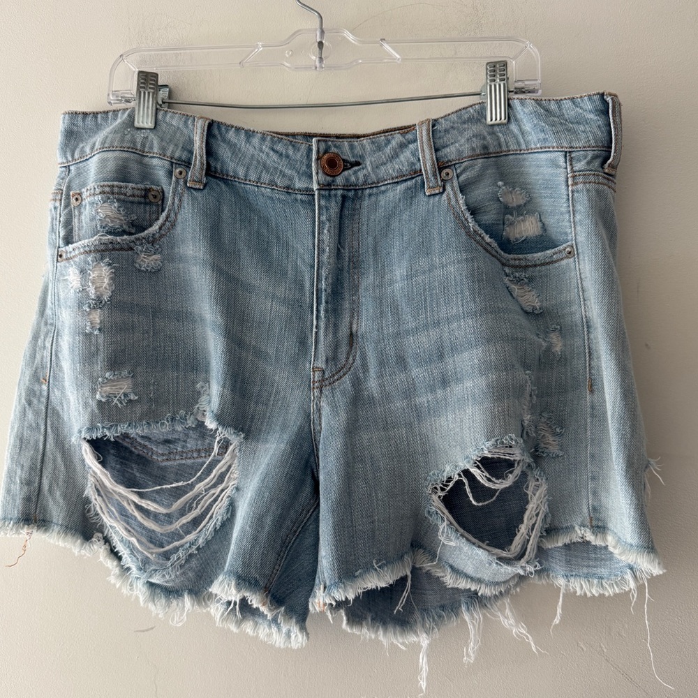 American Eagle Outfitters Light Blue Distressed Jean Shorts